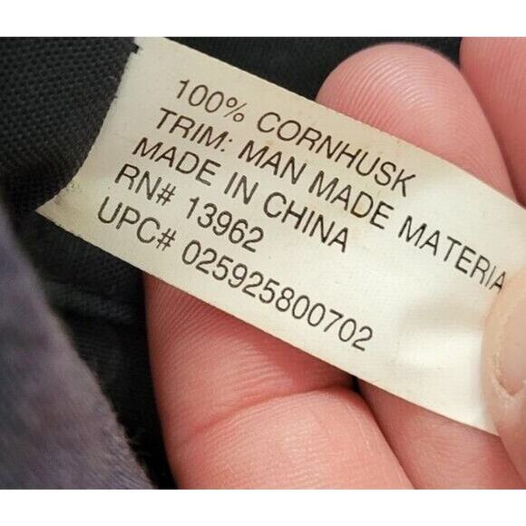 Woven Corn Husk Purse Handbag Tote Beach Straw Blue Tan 14x14 - Picture 7 of 9